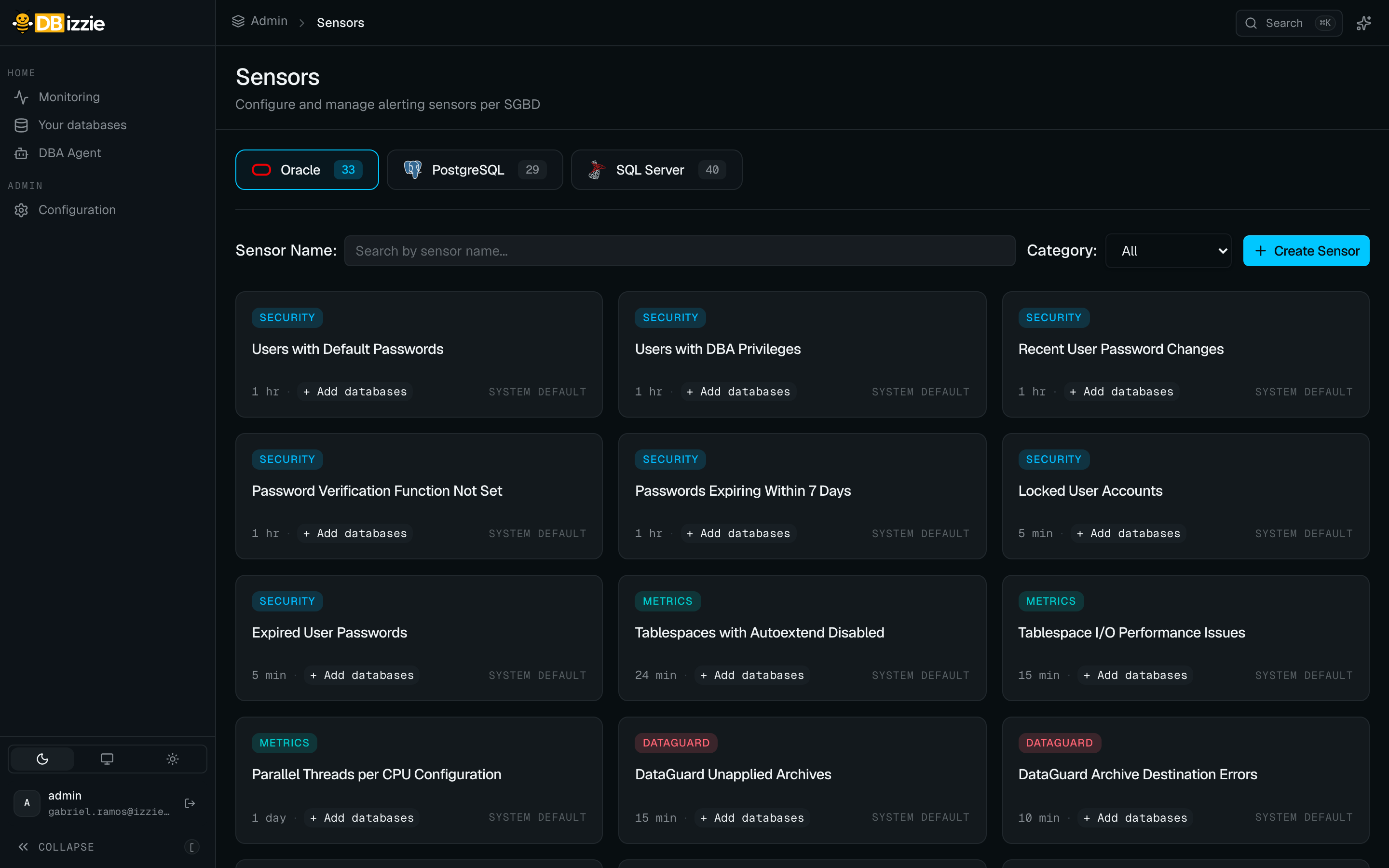 Configuration → Sensors